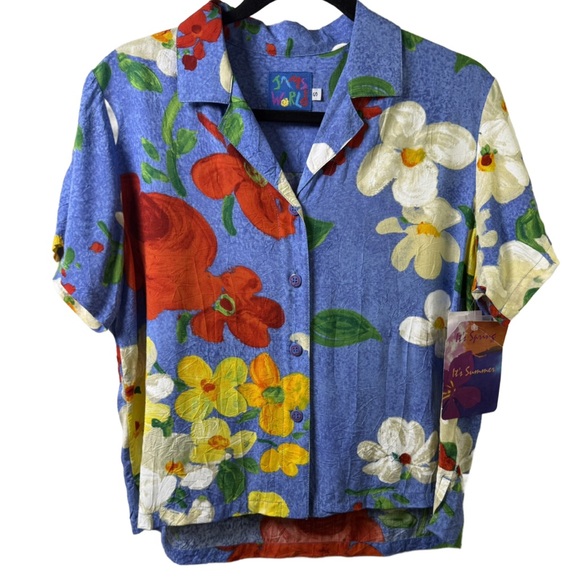 Jams World Tops - Jams World Blue Floral Hawaiian Shirt NWT